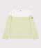 Damen-Shirt Marinière aus Baumwolle mit Streifen grün MARSHMALLOW/ MOSS