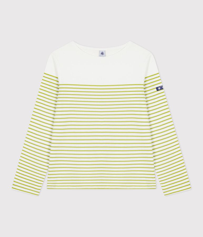 Damen-Shirt Marini&egrave;re aus Baumwolle mit Streifen gr&uuml;n/gr&uuml;n