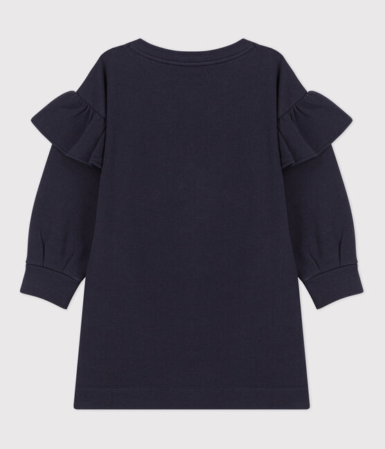 Langärmeliges Kinderkleid aus Molton für Mädchen blau MEDIEVAL