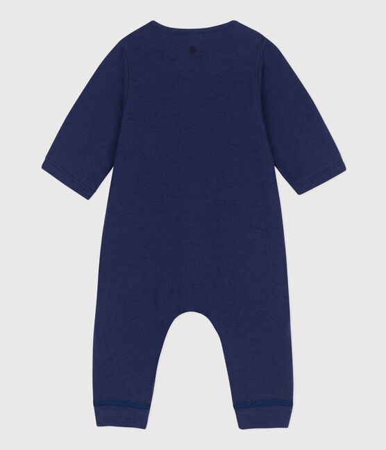 Langer einfarbiger Baby-Overall aus Bio-Doppeljersey blau CHALOUPE