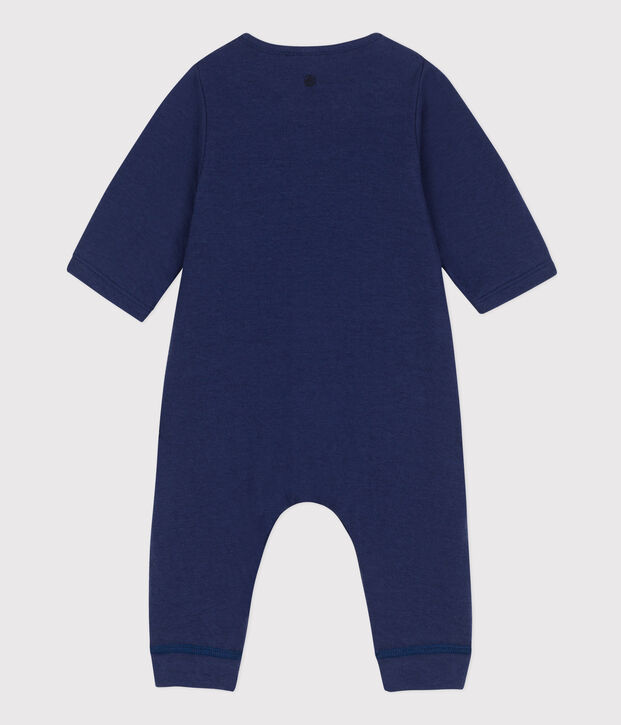 Langer einfarbiger Baby-Overall aus Bio-Doppeljersey blau