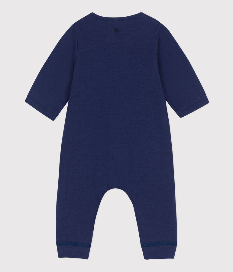 Langer einfarbiger Baby-Overall aus Bio-Doppeljersey blau