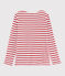 Gestreiftes T-Shirt für Mädchen und Jungen weiss MARSHMALLOW/rot PEPS