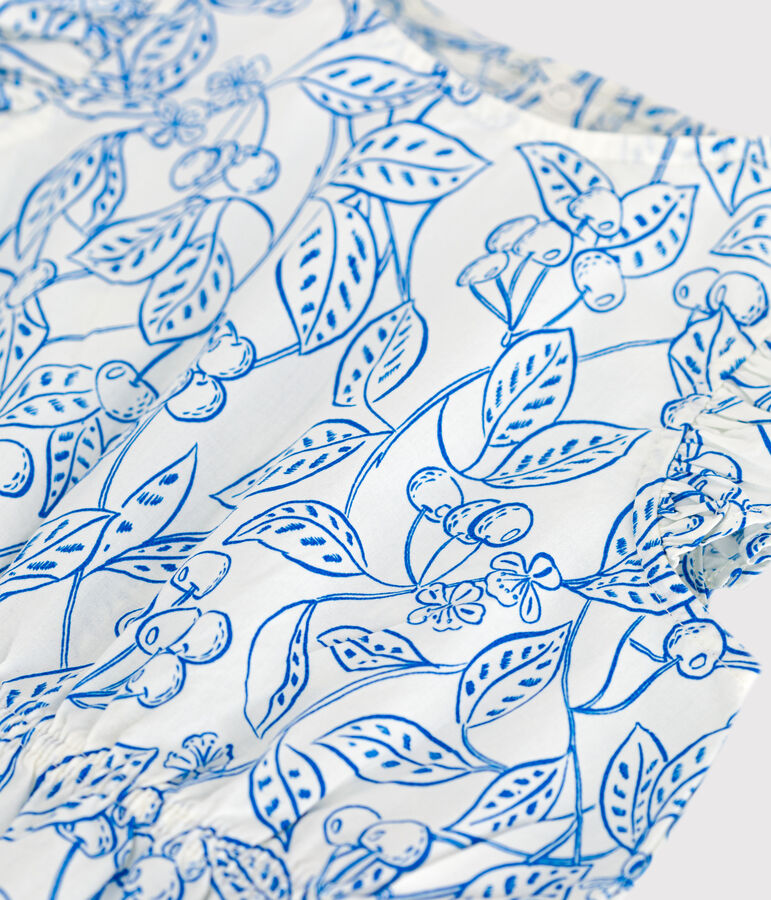 &Auml;rmelloser Baby-Kurzoverall aus Baumwolle mit blauen Kirschen weiss/blau