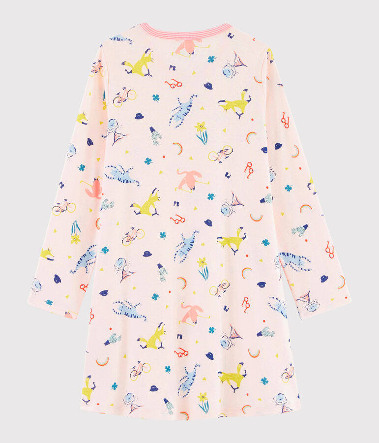 Nachthemd mit originellem Print f&uuml;r M&auml;dchen rosa FLEUR/weiss MULTICO