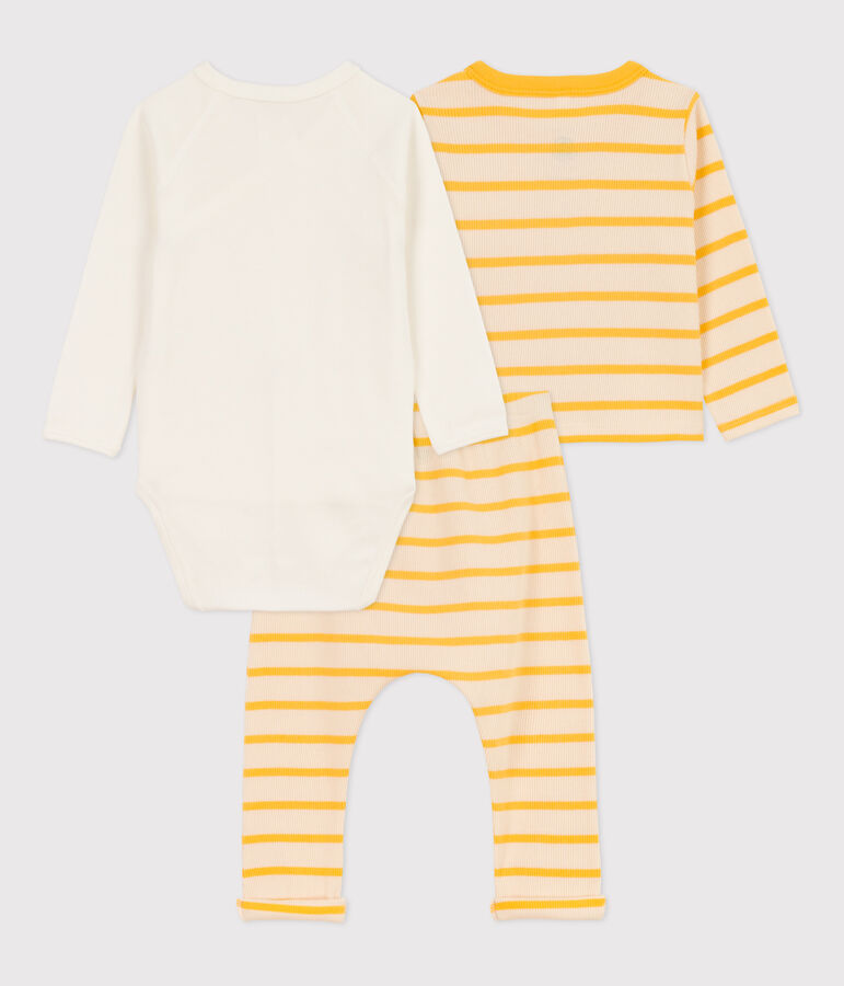 Baby-Set aus Baumwolle mit Marinestreifen naturfarben/gelb