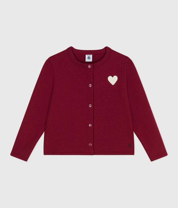 Kinder-Cardigan aus Molton f&uuml;r M&auml;dchen rot