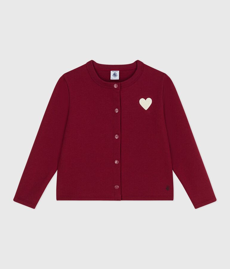 Kinder-Cardigan aus Molton f&uuml;r M&auml;dchen rot