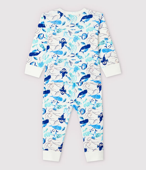Baby-Strampler aus Baumwolle, ohne Druckkn&ouml;pfe, mit maritimem Motiv weiss/vielfarbig