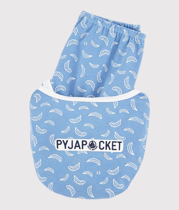 Kinder-Kurzpyjama aus Baumwolle mit Bananenmotiv blau/weiss