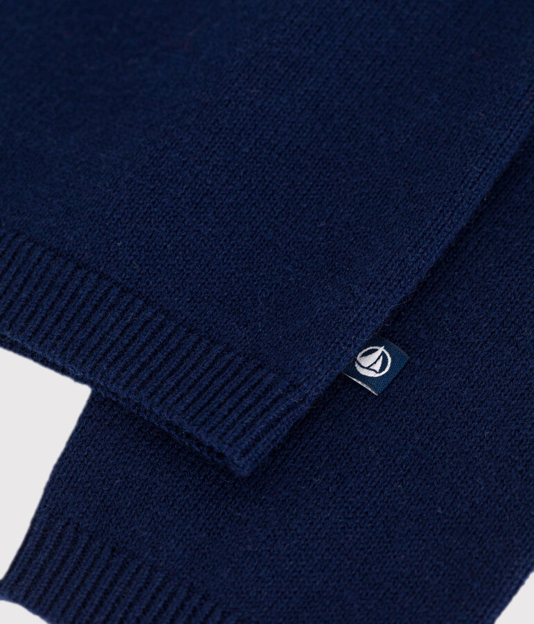 Kinder-Cardigan aus einfarbiger Wolle und Baumwolle blau