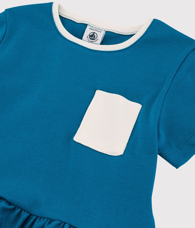 Kurz&auml;rmeliges Kinderkleid aus Baumwolle f&uuml;r M&auml;dchen blau MYKONOS