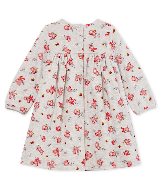 Langärmeliges gemustertes Babykleid für Mädchen grau BELUGA/weiss MULTICO