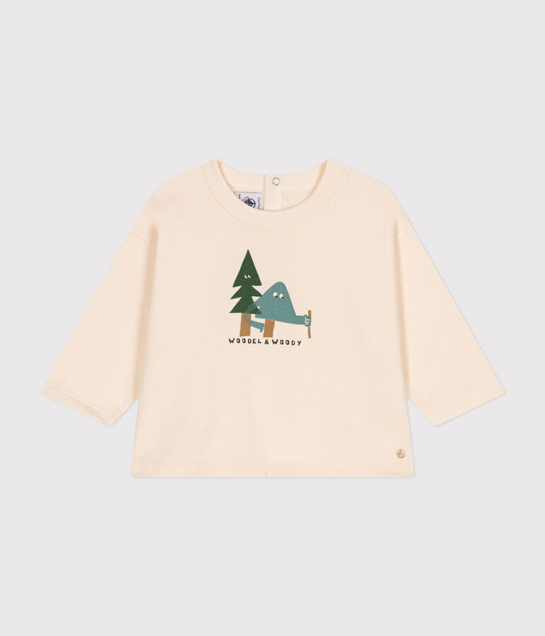 Lang&auml;rmeliges Baby T-Shirt aus feinem Jersey naturfarben