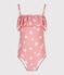 Einteiliger Kinder-Badeanzug mit Blumenmotiv rosa CHARME/weiss MARSHMALLOW
