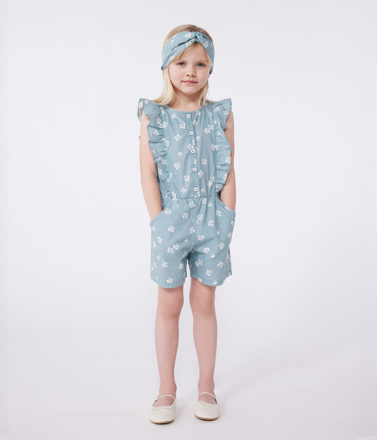 &Auml;rmelloser Kinder-Overall mit Blumenmuster blau PAUL/weiss MARSHMALLOW