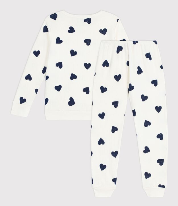 Kinder-Pyjama aus Baumwoll-Frottee mit Herz-Motiv blau/blau