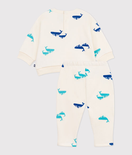 Baby-Set Sweatshirt und Hose aus Baumwolle mit Walmotiv MILK/ MULTICO