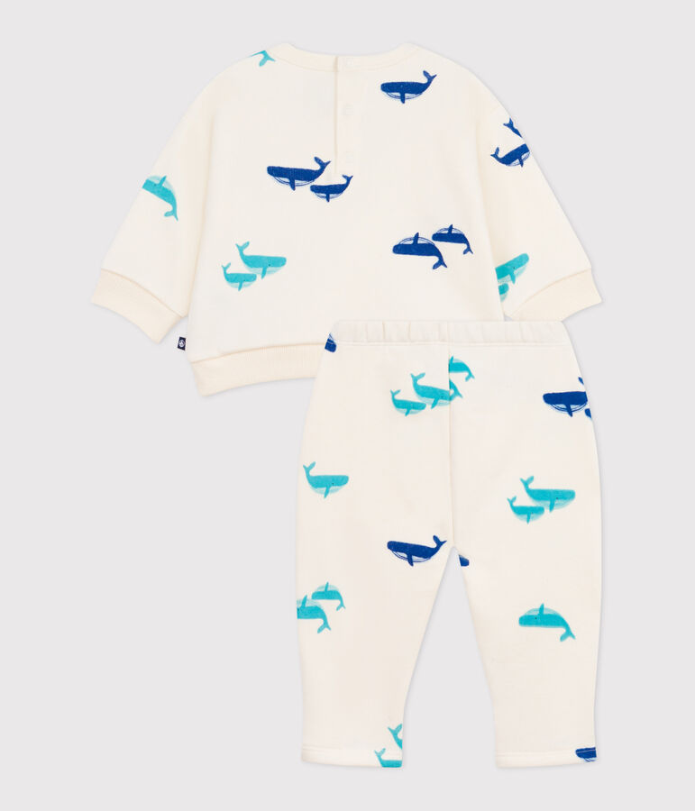 Baby-Set Sweatshirt und Hose aus Baumwolle mit Walmotiv naturfarben/vielfarbig