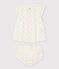 Kurzärmeliges Baby-Kleid mit Bloomers für Mädchen weiss MARSHMALLOW/weiss MULTICO