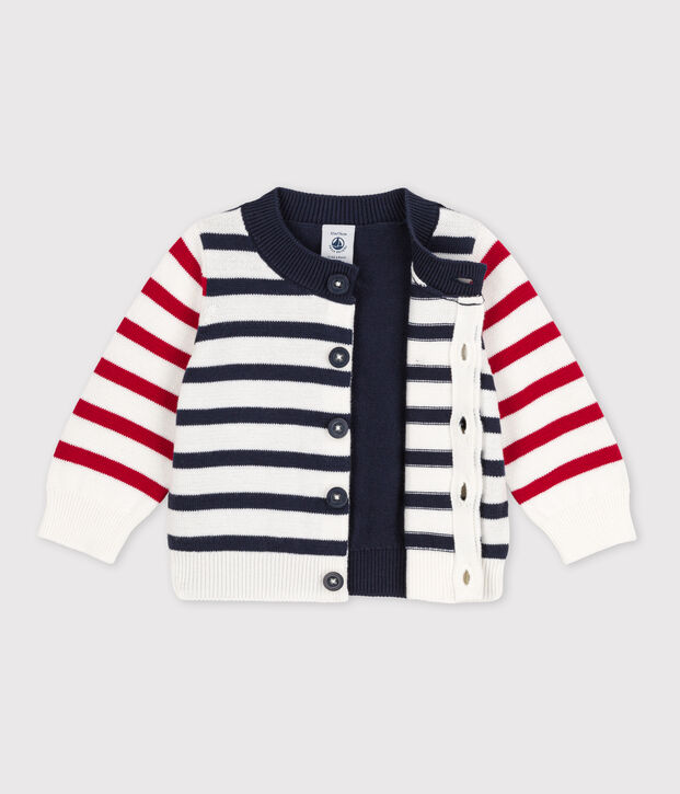 Baby-Cardigan aus Baumwollstrick weiss/vielfarbig