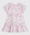 Kurzärmeliges Kinder-Kleid aus bedruckter Baumwolle weiss MARSHMALLOW/weiss MULTICO