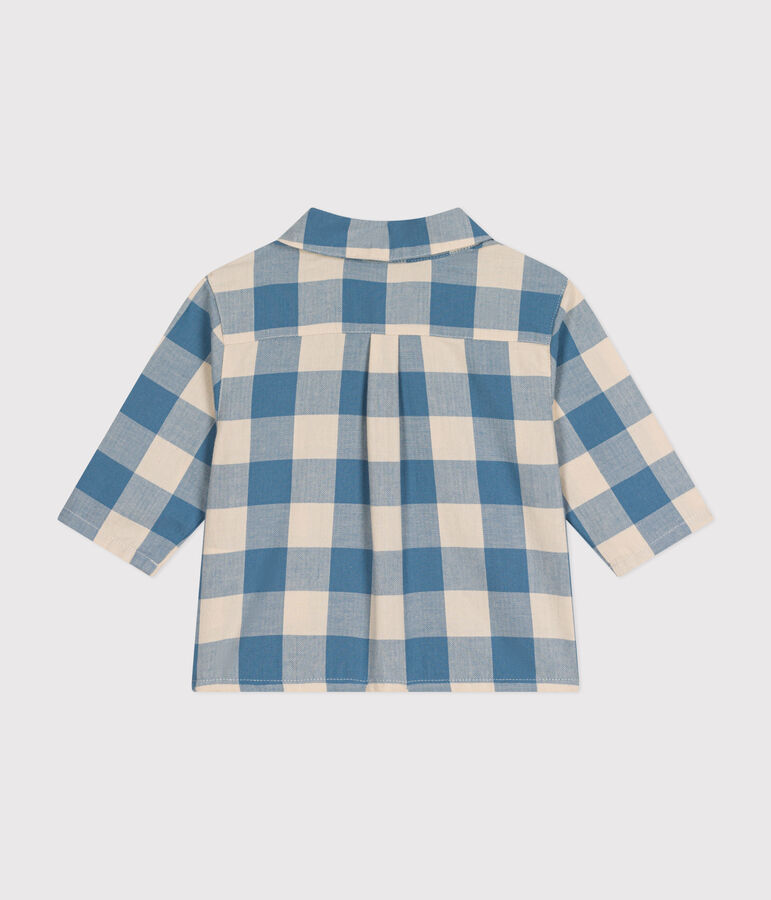 Baby-Hemd aus Flanell blau/naturfarben