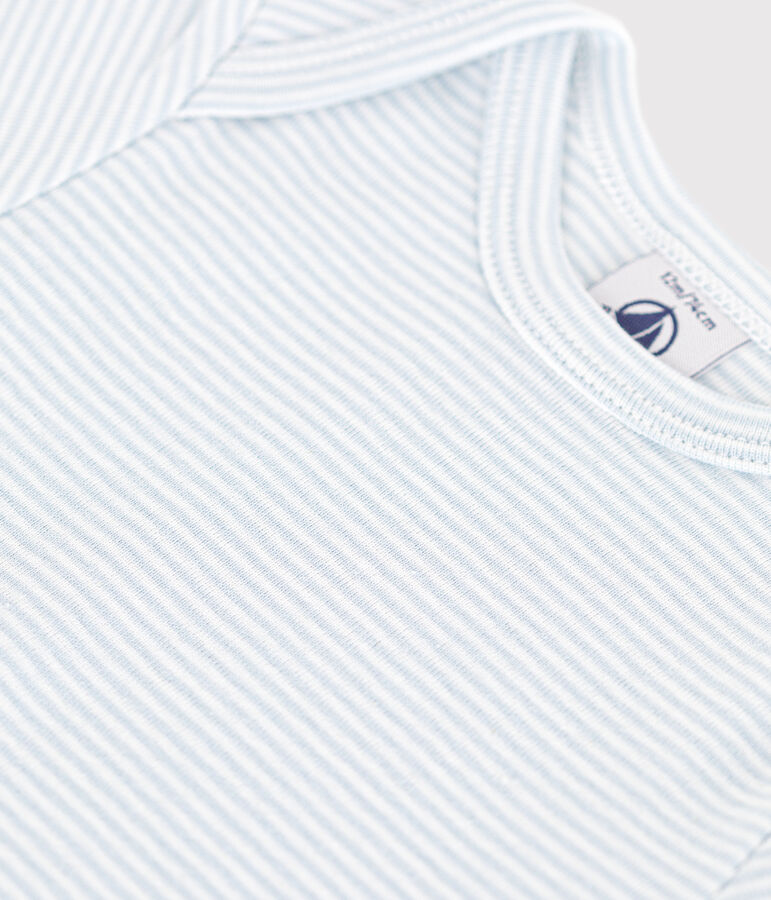 Kurz&auml;rmeliger Baby-Body aus Baumwolle mit Print blau/weiss