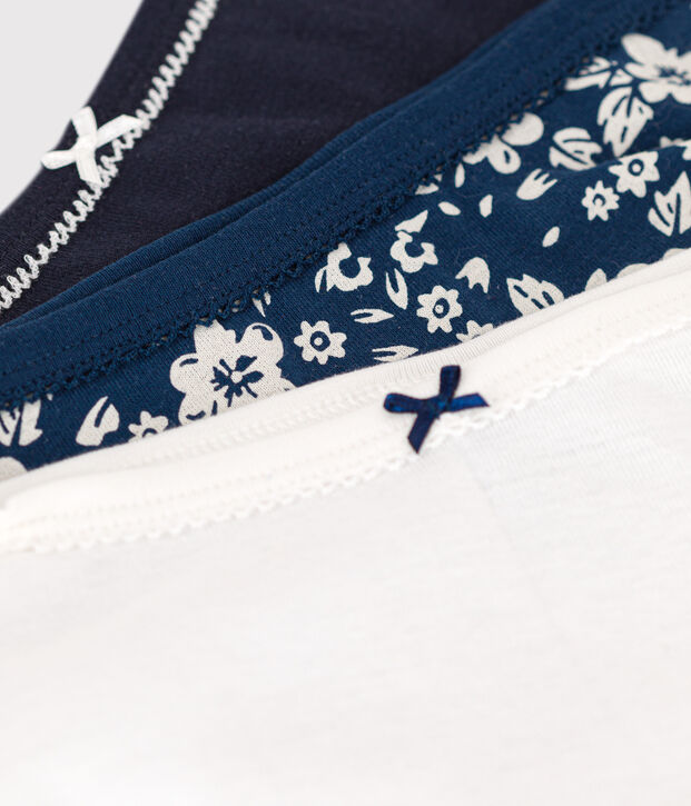 3er-Set Slips aus Baumwolle und Elastan mit Blumenmuster f&uuml;r M&auml;dchen vielfarbig