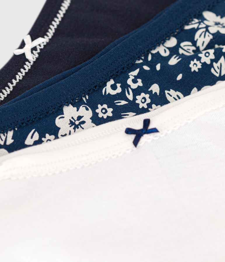 3er-Set Slips aus Baumwolle und Elastan mit Blumenmuster f&uuml;r M&auml;dchen vielfarbig