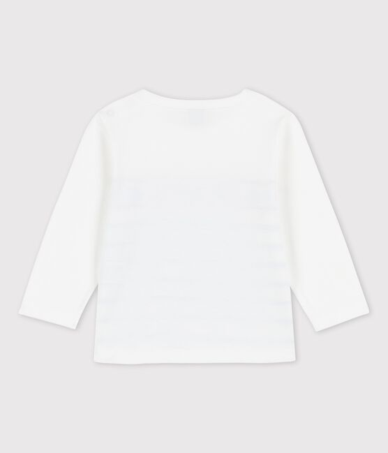 Langärmeliges Baby-T-Shirt aus Jersey weiss MARSHMALLOW/blau BRASIER