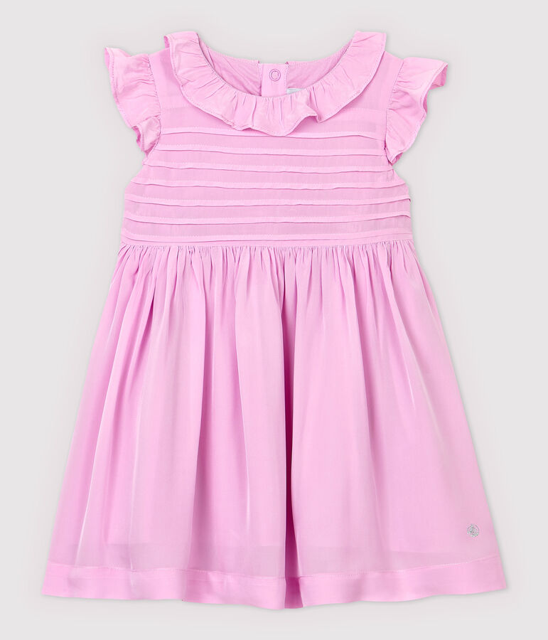 Kurz&auml;rmeliges Baby-Kleid aus Cr&ecirc;pe f&uuml;r M&auml;dchen rosa BOHEME