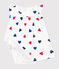 Kurzärmeliges Baby-Kleid aus Baumwolle mit integriertem Body und dreifarbigem Herzmotiv weiss MARSHMALLOW/weiss MULTICO