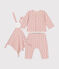 Baby-Set Cardigan, Hose und Kuscheltier aus Baumwolle rosa SALINE/ ROSEWOOD