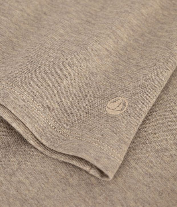 Kurz&auml;rmeliges Damen T-Shirt aus einfarbiger Baumwolle beige