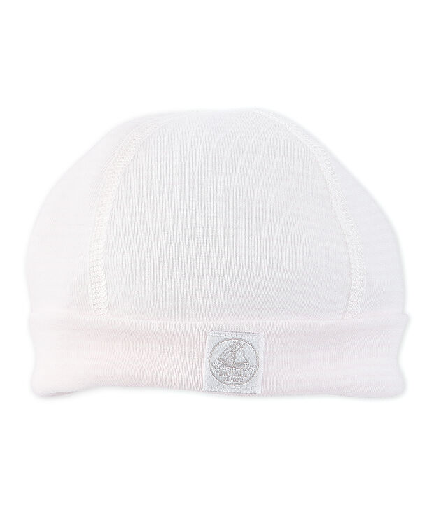 Baby-M&uuml;tze f&uuml;r Neugeborene mit Milleraies-Ringelmuster rosa/weiss