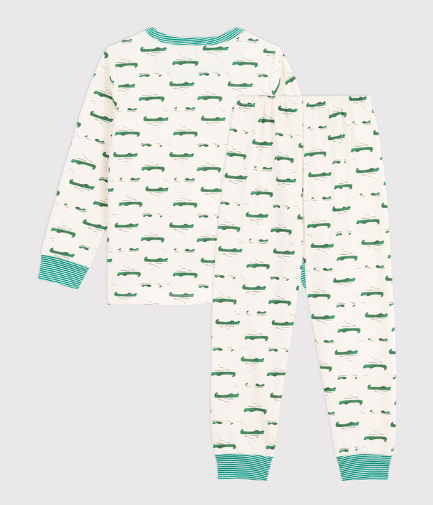 Kinder-Pyjama aus Molton mit Krokodil-Motiv naturfarben/vielfarbig