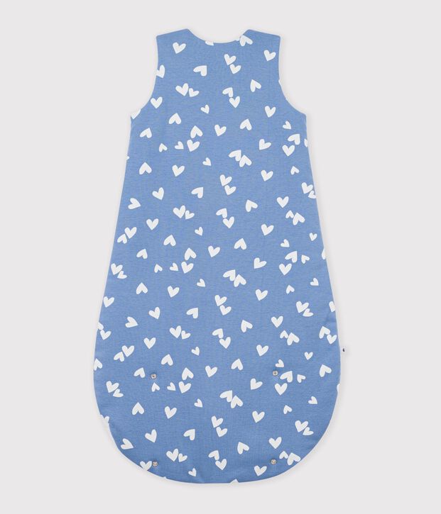 Babyschlafsack aus Baumwolle mit Herzmotiv TOG-Wert 2,5 blau/weiss