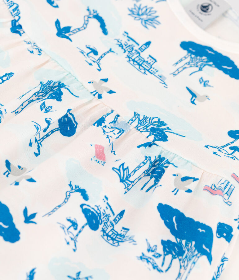 &Auml;rmelloses Baby-Kleid aus Jersey f&uuml;r M&auml;dchen weiss/vielfarbig