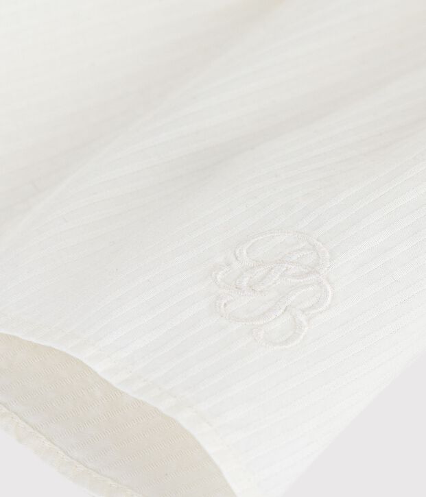 Kurz&auml;rmelige Baby-Bluse aus einfarbigem Baumwoll-Popeline weiss