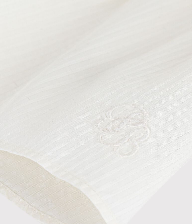 Kurz&auml;rmelige Baby-Bluse aus einfarbigem Baumwoll-Popeline weiss MARSHMALLOW