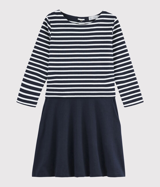 Streifenkleid für Damen blau SMOKING/weiss MARSHMALLOW