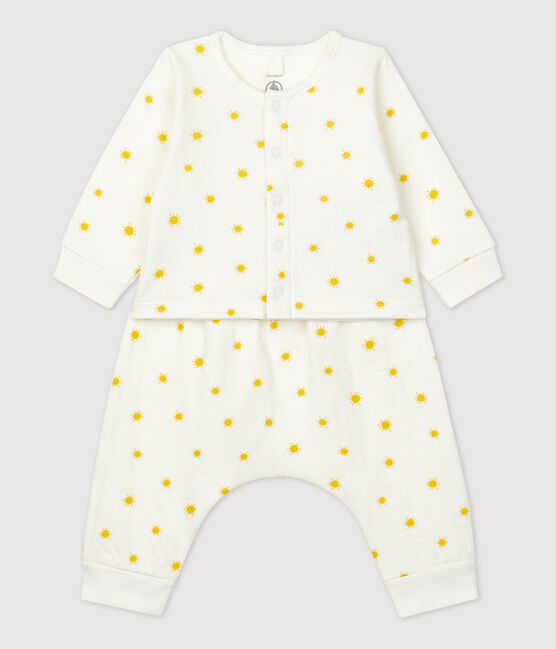 Zweiteiliges Baby-Set aus Bio-Doppeljersey mit Sonnenprint weiss MARSHMALLOW/ ORGE