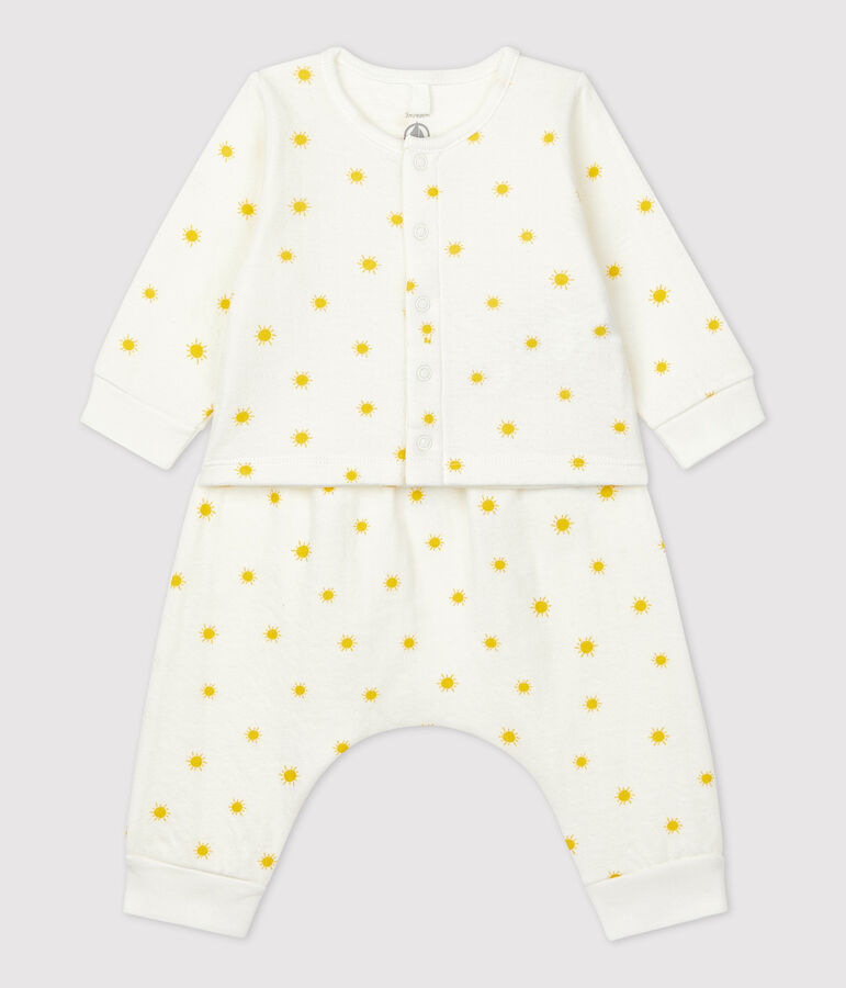 Zweiteiliges Baby-Set aus Bio-Doppeljersey mit Sonnenprint weiss/gelb