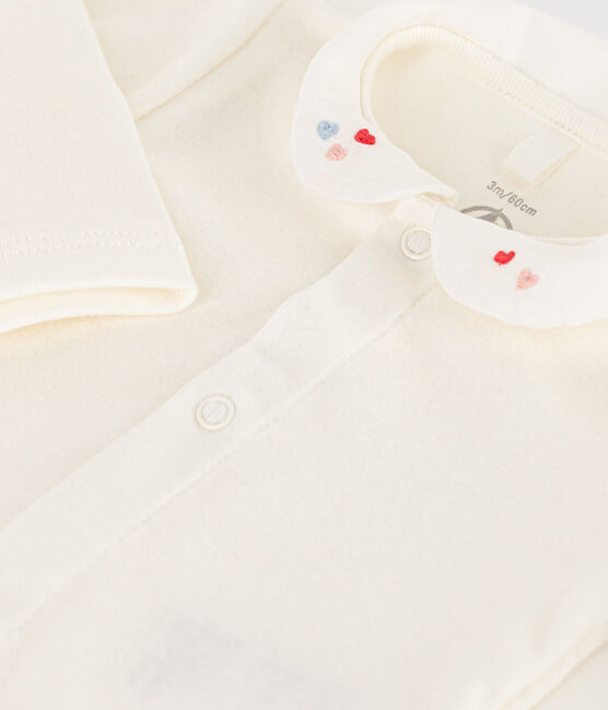 Weißer Baby-Body mit Kragen aus Bio-Baumwolle weiss MARSHMALLOW