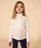 Kinder-Rollkragenshirt aus Baumwolle mit Blumenmuster für Mädchen weiss MARSHMALLOW/weiss MULTICO