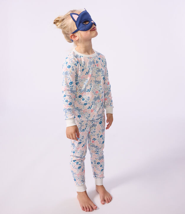 Kinder-Pyjama zum Verkleiden aus Baumwolle mit Blumenmotiv weiss/vielfarbig