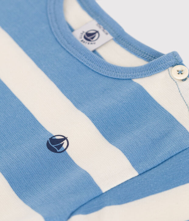 Kurz&auml;rmeliges Baby-T-Shirt aus Baumwolle mit Streifen blau/naturfarben