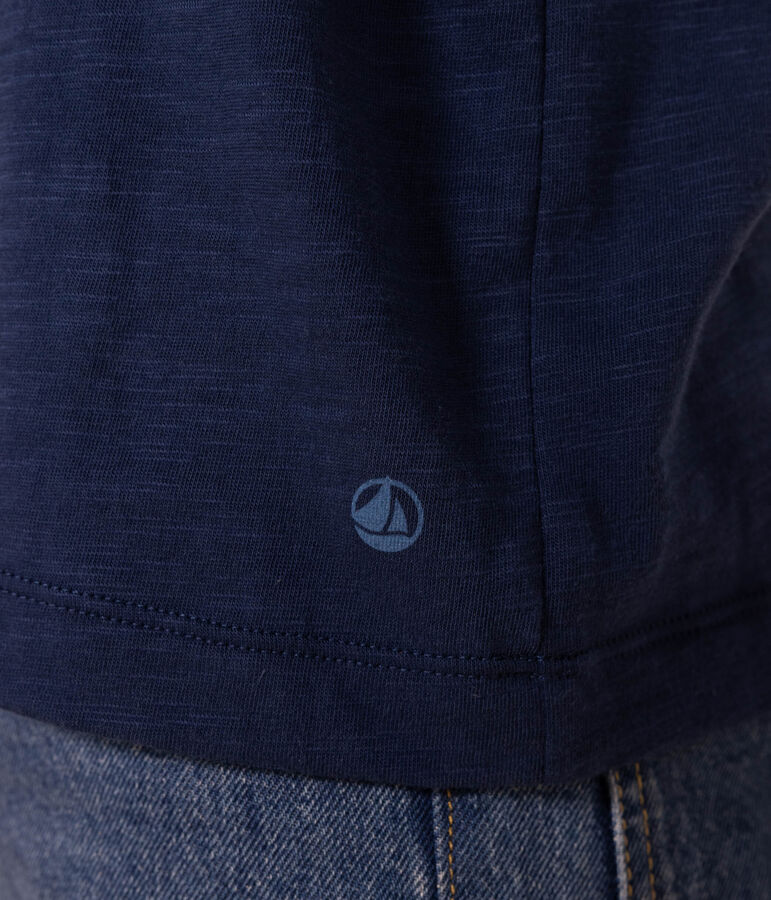 Damen-T-Shirt LE DROIT aus Baumwolle mit Rundhalsausschnitt blau