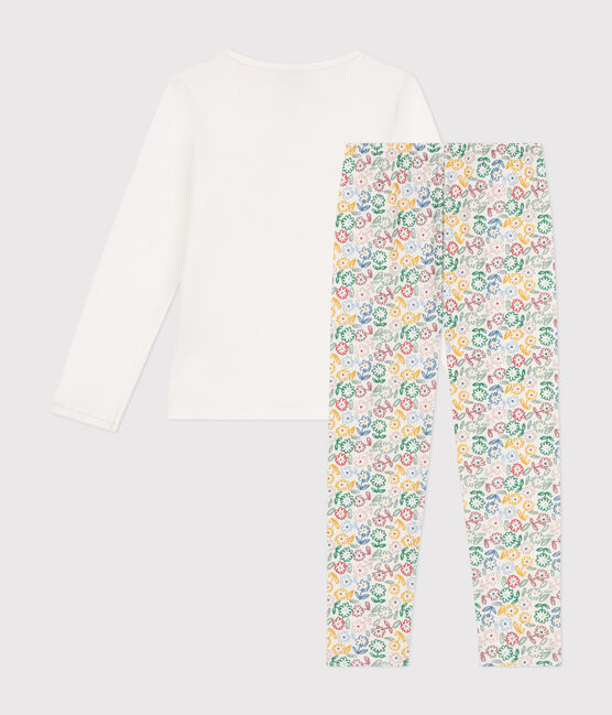 Kinder-Pyjama aus Baumwolle weiss MARSHMALLOW/weiss MULTICO